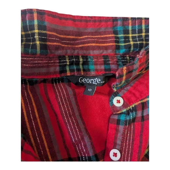 Plaid Kids Shirt - Red and Black Size 10. George. - Picture 3 of 8